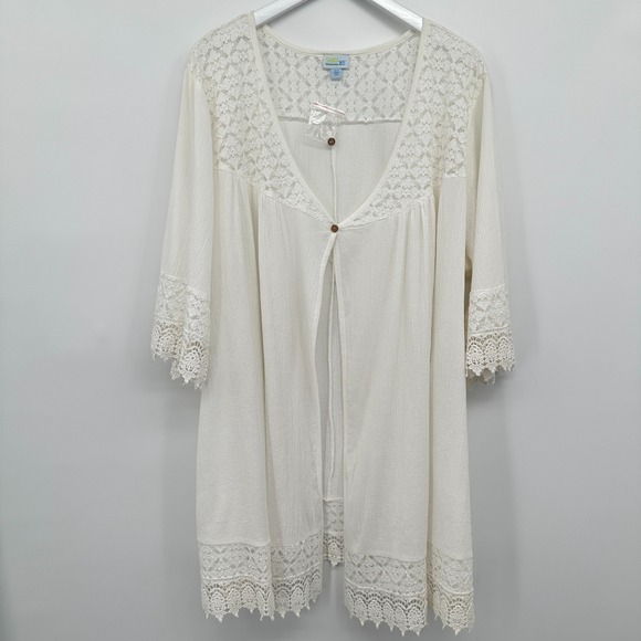 Swim 365 Cover Up Kimono Cardigan Duster Plus Size 26 28 Crochet Beach Resort - Picture 14 of 14